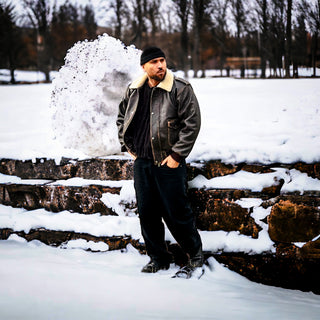 Bomber in vera pelle marrone effetto Vintage