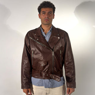 Chiodo biker in pelle nera vegetale lucida