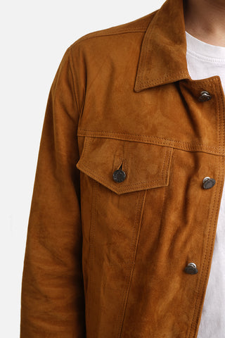 Giacca in pelle miele in camoscio