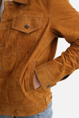 Giacca in pelle miele in camoscio