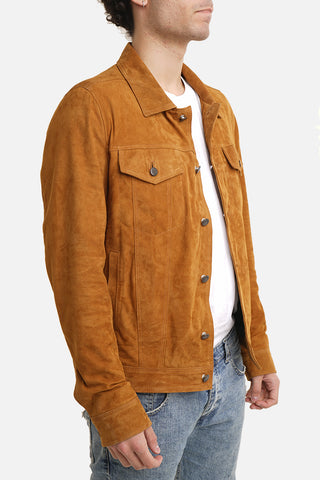 Giacca in pelle miele in camoscio