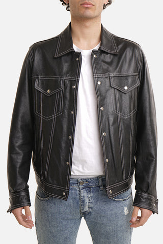 Giacca in pelle nera nappa effetto liscio