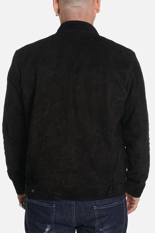 Giacca in pelle nera in camoscio