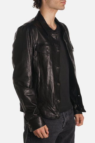 Giacca in pelle nera vegetale effetto licido