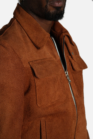 Giacca di pelle in crosta scamosciata