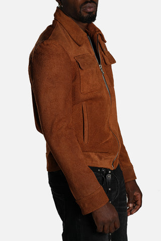 Giacca di pelle in crosta scamosciata