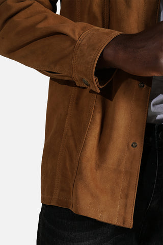 Camicia in pelle scamosciata camoscio