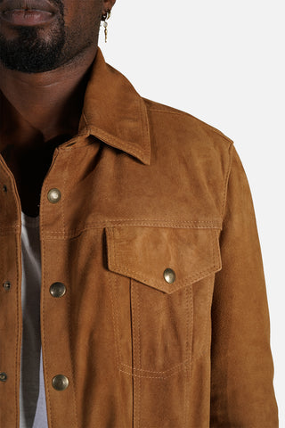 Camicia in pelle scamosciata camoscio