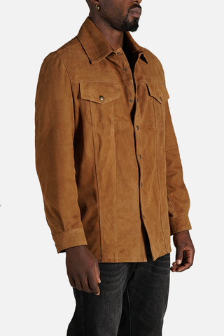 Camicia in pelle scamosciata camoscio